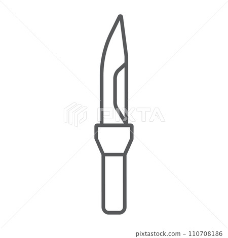 Army knife thin line icon, army and weapon, military knife sign, vector graphics, a linear pattern on a white background. 110708186