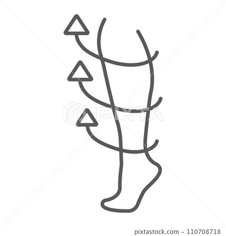Compression stockings thin line icon, medical and equipment, medicine socks sign, vector graphics, a linear pattern on a white background. 110708718