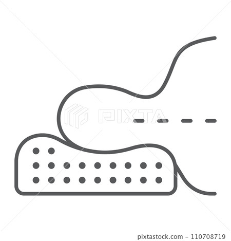 Orthopedic pillow thin line icon, medical and equipment, therapeutic pillow for seniors sign, vector graphics, a linear pattern on a white background. Orthopedic pillow thin line icon, medical and equipment, therapeutic pillow for seniors sign, vector graphics, a linear pattern on a white background. 110708719