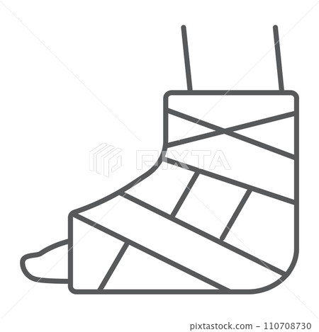 Foot brace thin line icon, orthopedic and medical, ankle bandage sign, vector graphics, a linear pattern on a white background. 110708730