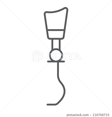 Prosthetic leg thin line icon, orthopedic and medical, artificial leg sign, vector graphics, a linear pattern on a white background. 110708733