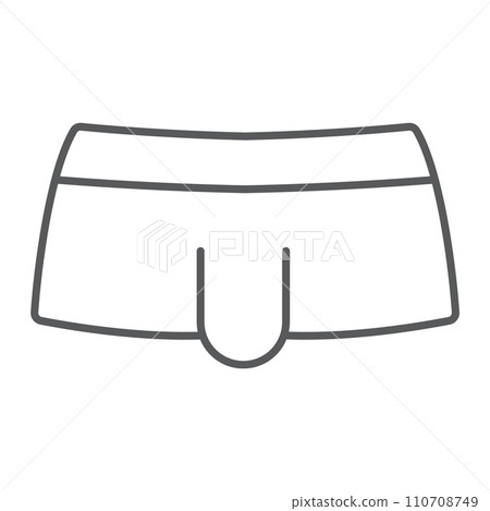 Sexy men underwear thin line icon, clothing and underpants, male underpants sign, vector graphics, a linear pattern on a white background, eps 10. Sexy men underwear thin line icon, clothing and underpants, male underpants sign, vector graphics, a linear pattern on a white background, eps 10. 110708749