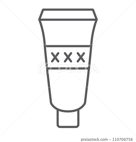 Anal lubricant thin line icon, gel and erotic, mastrubate sign, vector graphics, a linear pattern on a white background, eps 10. Anal lubricant thin line icon, gel and erotic, mastrubate sign, vector graphics, a linear pattern on a white background, eps 10. 110708756