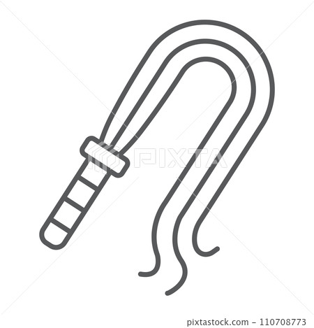 Leather whip thin line icon, sex toy and adult, bdsm whip sign, vector graphics, a linear pattern on a white background, eps 10. Leather whip thin line icon, sex toy and adult, bdsm whip sign, vector graphics, a linear pattern on a white background, eps 10. 110708773