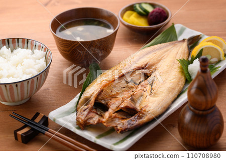 Opened mackerel mackerel, dried overnight Opened mackerel mackerel, dried overnight 110708980
