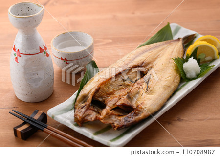 Opened mackerel mackerel, dried overnight Opened mackerel mackerel, dried overnight 110708987