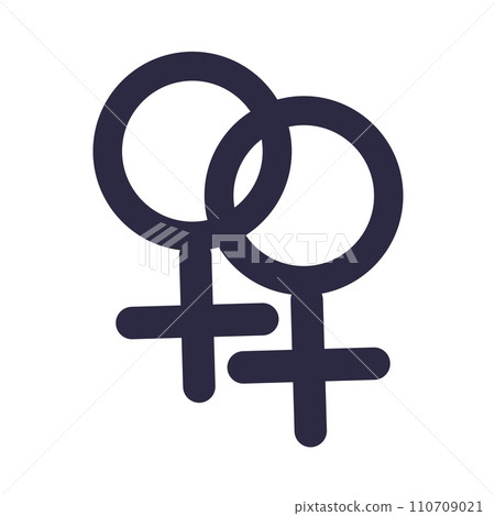 Two female symbols. Lesbian gender icon. LGBT couple, homosexual orientation concept. Vector illustration. Two female symbols. Lesbian gender icon. LGBT couple, homosexual orientation concept. Vector illustration. 110709021
