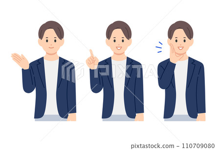 一組擺姿勢尋求指導、指點、呼喚的商務人士【人物矢量圖素材】 110709080