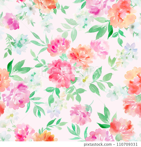 Carnation seamless pattern painted in watercolor Carnation seamless pattern painted in watercolor 110709331
