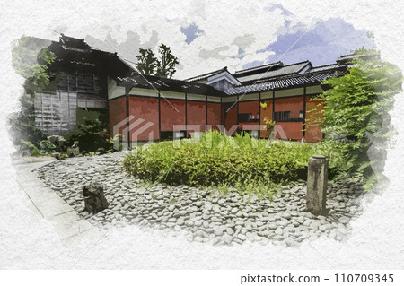 水彩畫風、山城溫泉、魯山人宅邸遺址、石川縣加賀市伊呂波草庵 水彩畫風、山城溫泉、魯山人宅邸遺址、石川縣加賀市伊呂波草庵 110709345
