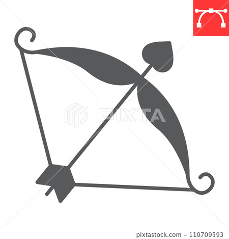 Cupid bow glyph icon, valentines day and love, cupid arrow vector icon, vector graphics, editable stroke solid sign, eps 10. Cupid bow glyph icon, valentines day and love, cupid arrow vector icon, vector graphics, editable stroke solid sign, eps 10. 110709593