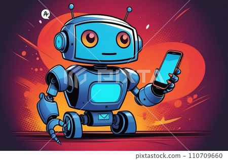 Robotic character iisolated background. illustration robot ai chatbot. 110709660