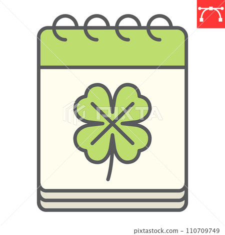 St. Patrick's day calendar line color icon, holidays and reminder, calendar with clover vector icon, vector graphics, editable stroke outline sign, eps 10. St. Patrick's day calendar line color icon, holidays and reminder, calendar with clover vector icon, vector graphics, editable stroke outline sign, eps 10. 110709749