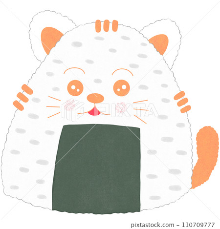 Cute cat cartoon rice ball, onigiri illustration. 110709777