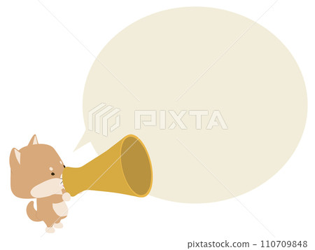 Shiba Inu speaking with a megaphone. with speech bubble 110709848