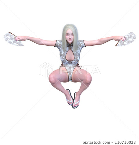 拿著扇子跳舞的女人 110710028