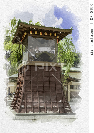 Watercolor style Yamanaka Onsen Karakuri Clock Kaga City, Ishikawa Prefecture Watercolor style Yamanaka Onsen Karakuri Clock Kaga City, Ishikawa Prefecture 110710198