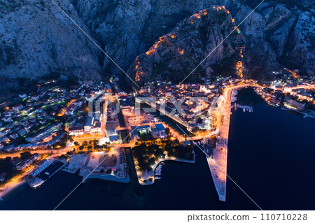 night view from the air to the old Kotor 110710228