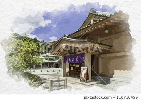 Watercolor painting style Yamanaka Onsen Kiku no Yu men's bath Kaga City, Ishikawa Prefecture Watercolor painting style Yamanaka Onsen Kiku no Yu men's bath Kaga City, Ishikawa Prefecture 110710459