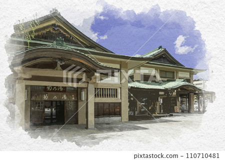 Watercolor Painting Style Yamanaka Onsen Kiku no Yu Women's Bath and Yamanakaza Kaga City, Ishikawa Prefecture Watercolor Painting Style Yamanaka Onsen Kiku no Yu Women's Bath and Yamanakaza Kaga City, Ishikawa Prefecture 110710481