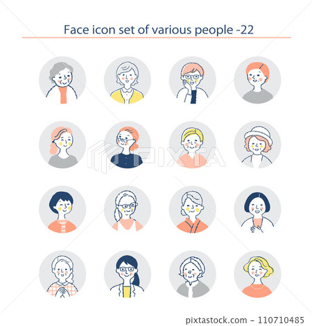 Senior woman icon set upper body 22 110710485