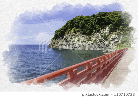 水彩風格東尋坊大島橋福井縣堺市 110710728