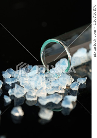 Pure silica gel crystals on black background Pure silica gel crystals on black background 110710876