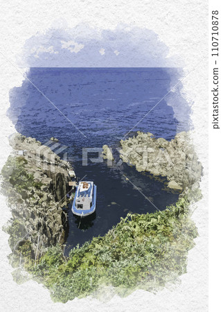 水彩風格東尋坊 福井縣堺市 110710878