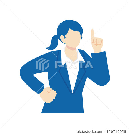 Woman in dark blue suit_pointing_upper body Woman in dark blue suit_pointing_upper body 110710956