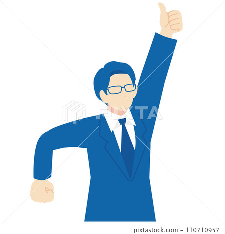 Man in suit with dark blue glasses_Good pose_Upper body Man in suit with dark blue glasses_Good pose_Upper body 110710957