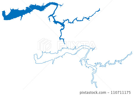 Chalillo Lake (Belize) map vector illustration, scribble sketch Chalillo Dam map 110711175