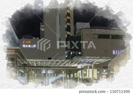 水彩風格 富山市電鐵富山站 富山縣富山市 110711300
