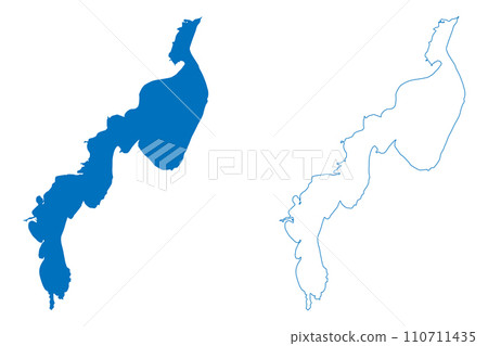 Lake Mirim (Plurinational State of Bolivia, Federative Republic of Brazil) map vector illustration, scribble sketch Laguna or Gaiba Mirim map 110711435