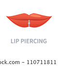 Lip piercing mouth barbell ring jewelry icon 110711811
