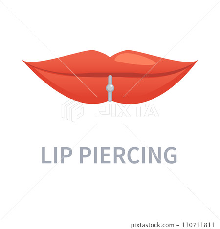 Lip piercing mouth barbell ring jewelry icon 110711811