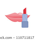 Pink glossy lipstick makeup cosmetic fashion design illustration 110711817