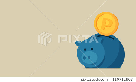 藍色存錢筒和點硬幣 藍色存錢筒和點硬幣 110711908