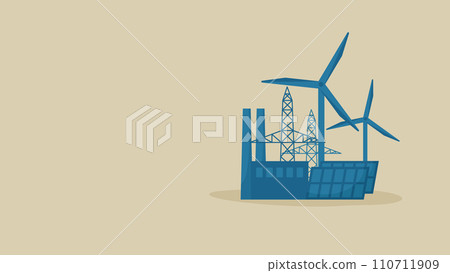 There are wind power generation, solar power generation, and high voltage radio towers around the power station. There are wind power generation, solar power generation, and high voltage radio towers around the power station. 110711909