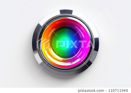 Abstract high tech button on white background, Generative AI 110711949