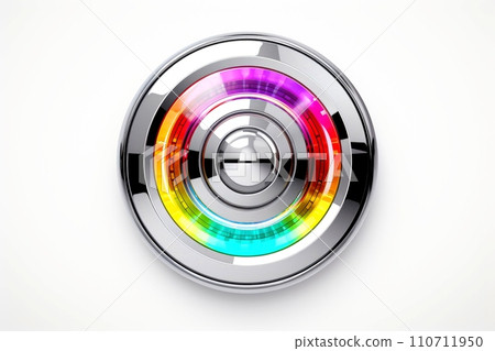 Abstract high tech button on white background, Generative AI 110711950