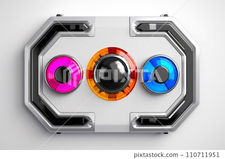 Abstract high tech button on white background, Generative AI 110711951