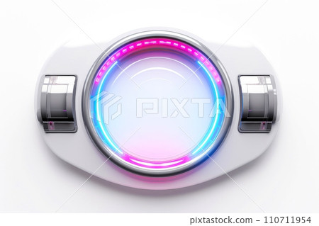 Abstract high tech button on white background, Generative AI 110711954