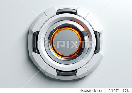 Abstract high tech button on white background, Generative AI 110711978