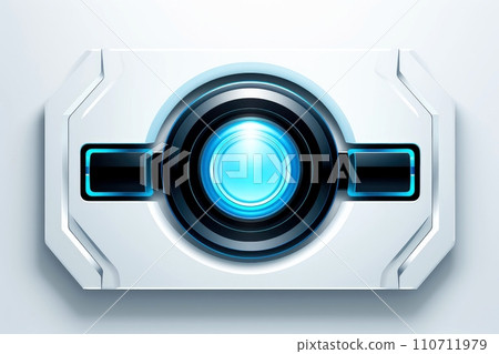 Abstract high tech button on white background, Generative AI 110711979
