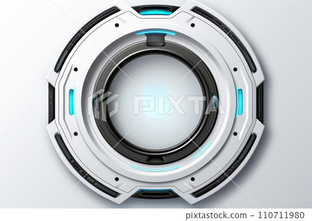 Abstract high tech button on white background, Generative AI 110711980