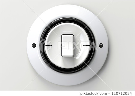 Abstract high tech button on white background, Generative AI 110712034