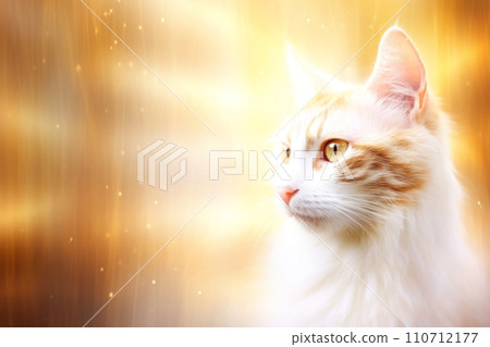 Close-up of cute cat gazing at something with beautiful bokeh background, Generative AI Close-up of cute cat gazing at something with beautiful bokeh background, Generative AI 110712177