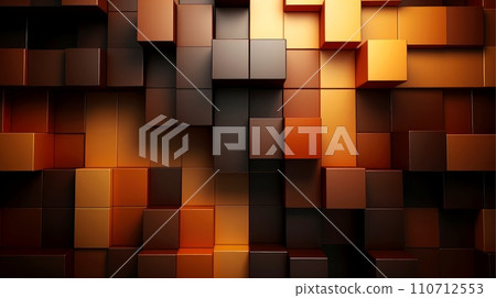 Wood marquetry wall parquet, abstract pattern background, Generative AI illustration 110712553