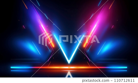 Abstract abstract neon glowing line, Technology background, Generative AI illustration 110712611