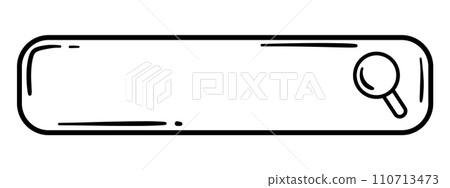 Hand Drawn Doodle Style Search Bar Illustration Black and White Research Rectangle Frame with rounded corners with Magnifier Hand Drawn Doodle Style Search Bar Illustration Black and White Research Rectangle Frame with rounded corners with Magnifier 110713473